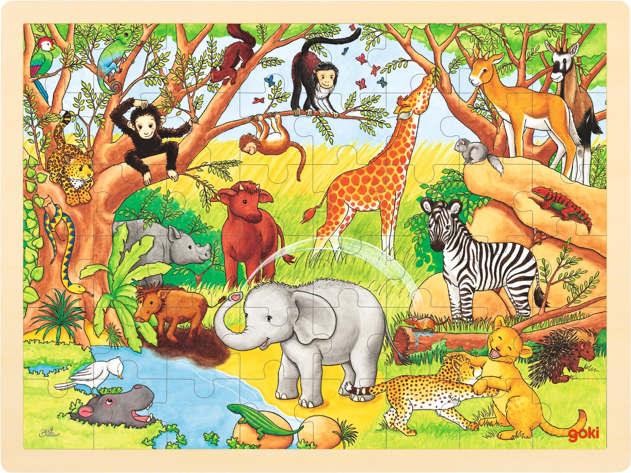 Goki Frame Jigsaw Puzzle Africa (48 Pieces) , Green