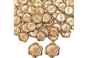 Yoption Initial Alphabet A Adhesive Wax Seal Stickers, 25 Pack Letter Wax Seal Stickers Antique Gold Self Adhesive Envelope S