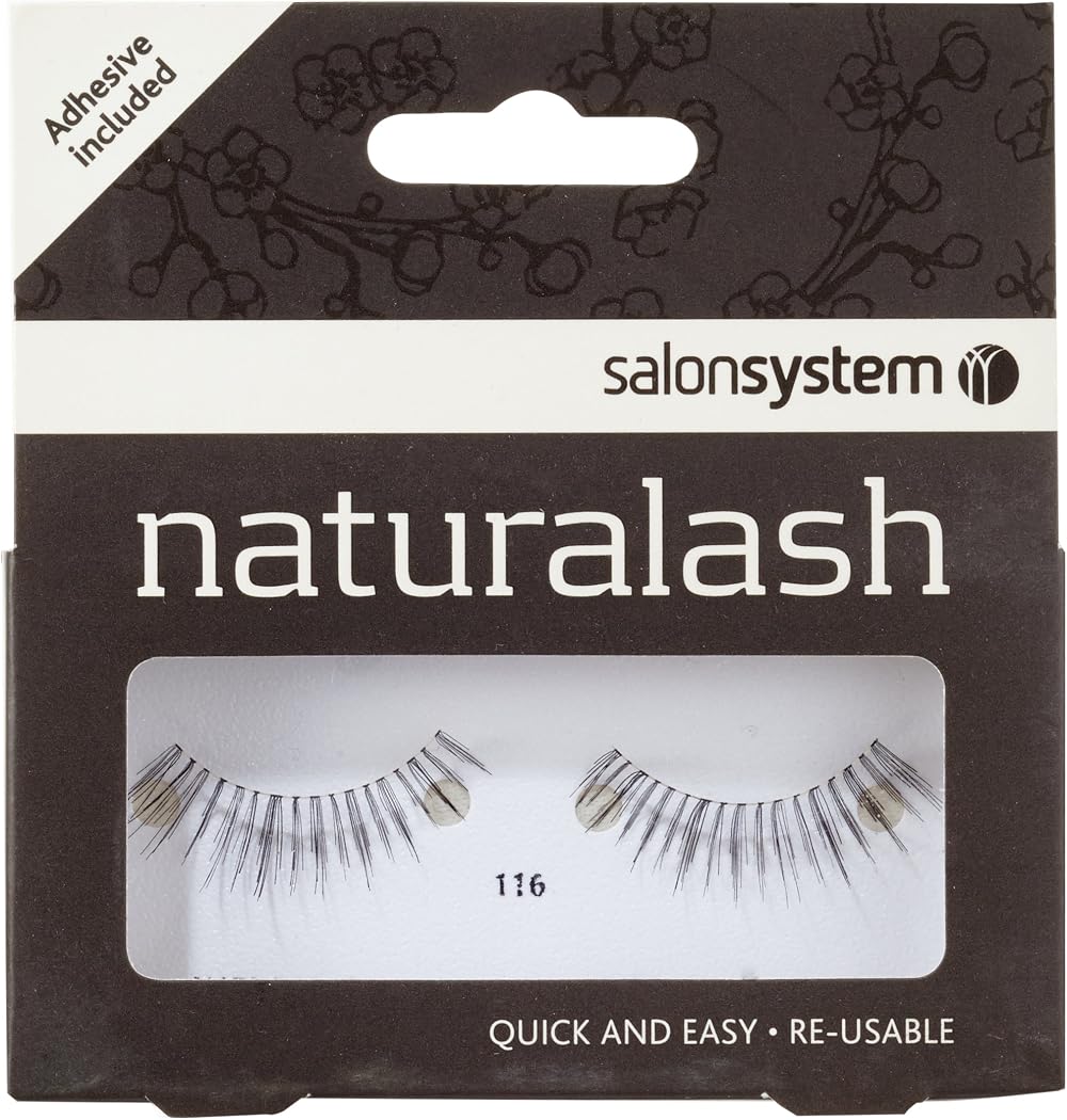 Salon System Naturalash 116 Black Re-Usable False Eyelashes with Adhesive