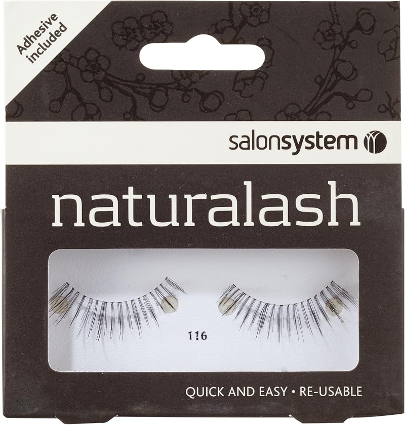 Salon System Naturalash 116 Black Re-Usable False Eyelashes with Adhesive