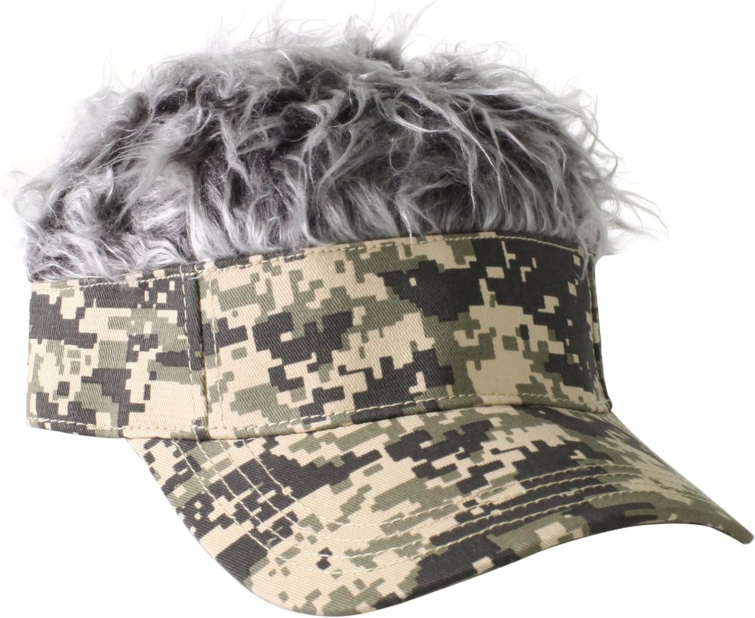 Flair Hair Men's Camo Visor and Hair, Grey, One Size Clothing