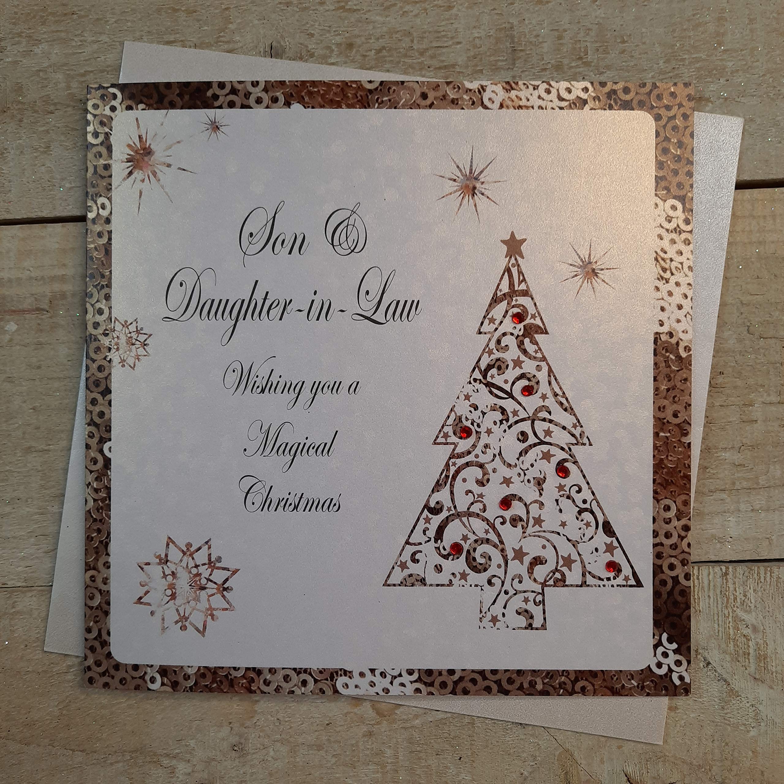 White Cotton Cards C3-SD "Son & Daughter-in-Law" Handmade Christmas Card