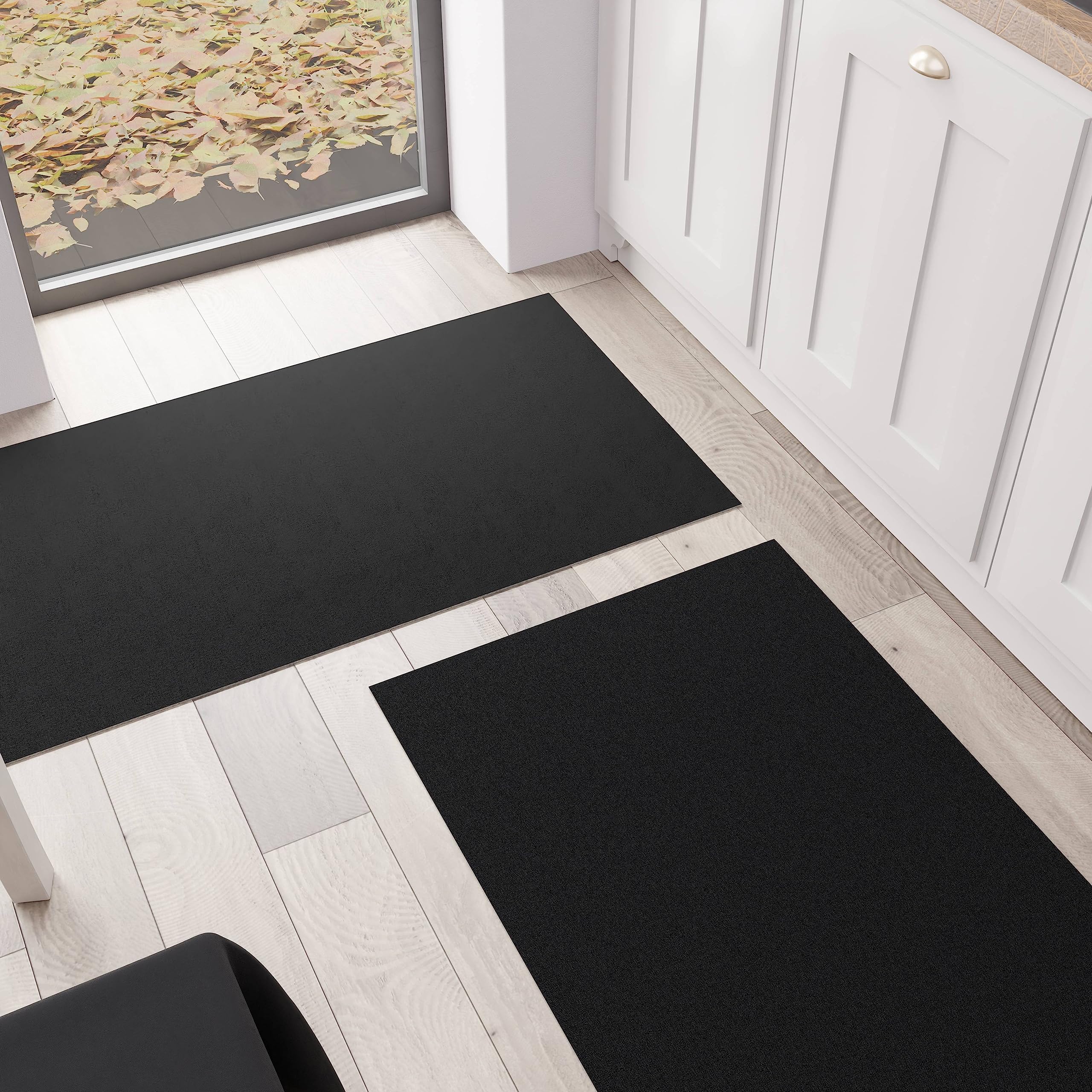 PETTI Artigiani Italiani - Kitchen Rug, Runner, Kitchen Rug, Washable, Non-Slip, Rug Runner, Kitchen Rug, Solid Colour, 52 x 80 cm, Black, 100% Made in Italy