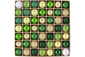 DECOR BY HANNAH DecorbyHannah St. Patricks Day Decorations Shamrock Tree Ornaments,49ct 1.18inches Mini Green Gold St Patrick's Day Christmas Ornaments Small Shatterproof Luck Clover Hanging Ornament for Irish Day