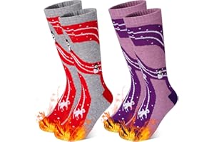 GRPSKCOS Kids Ski Socks 2 Pairs Girls Warm Thick Snow Socks for 3-12 Years Boys Girls