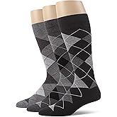 Men’s Argyle Dress Socks, Combed Cotton, Pack of 3