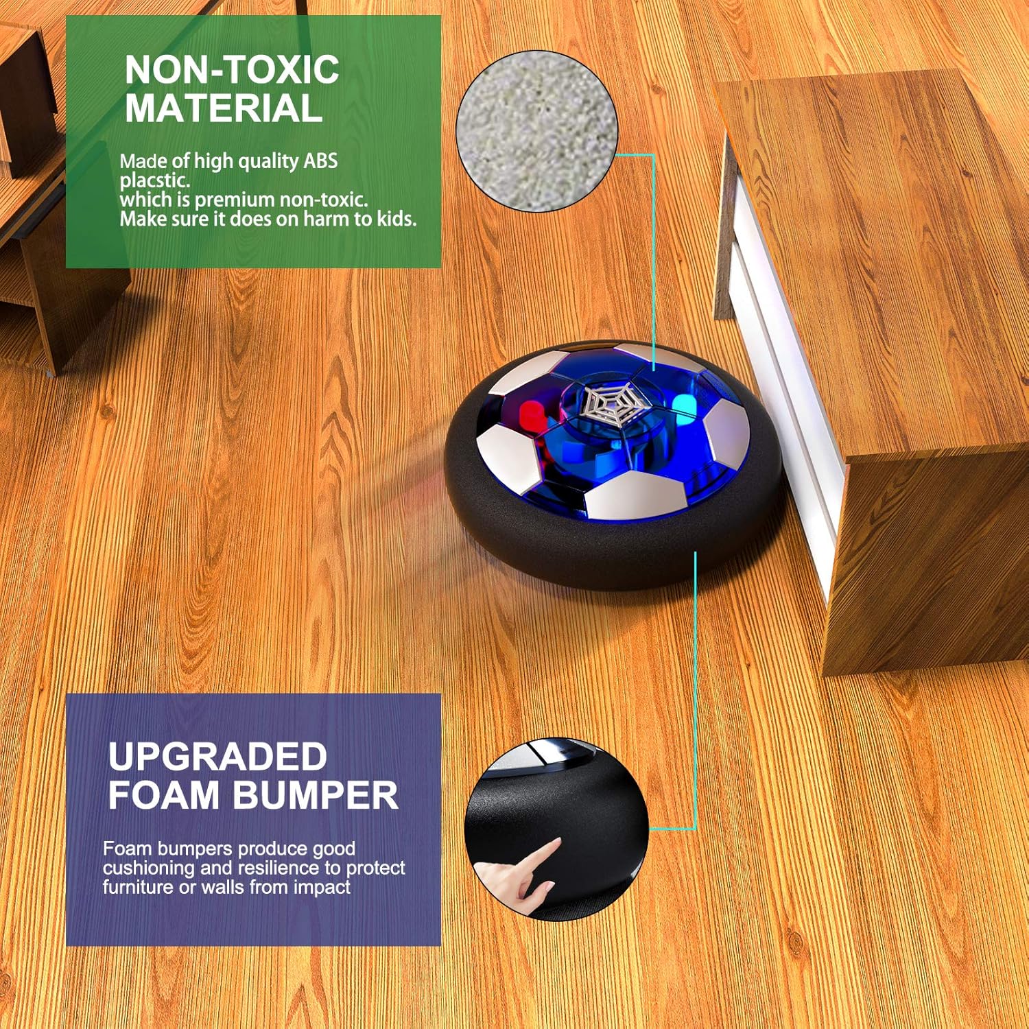 Hover Soccer Ball Boy Toys, Rechargeable Air Soccer Indoor Floating Soccer Ball with LED Light and Upgraded Foam Bumper Perfect Birthday Christmas Gifts for Kids Toddler Girls: Toys & Games
