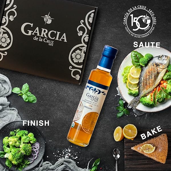 LEMON INFUSED OLIVE OIL BY GARCIA DE LA CRUZ, PREMIUM SPANISH ORGANIC OLIVE OIL, SINGLE-ORIGIN FAMILY OWNED, NON GMO AND ORGANIC