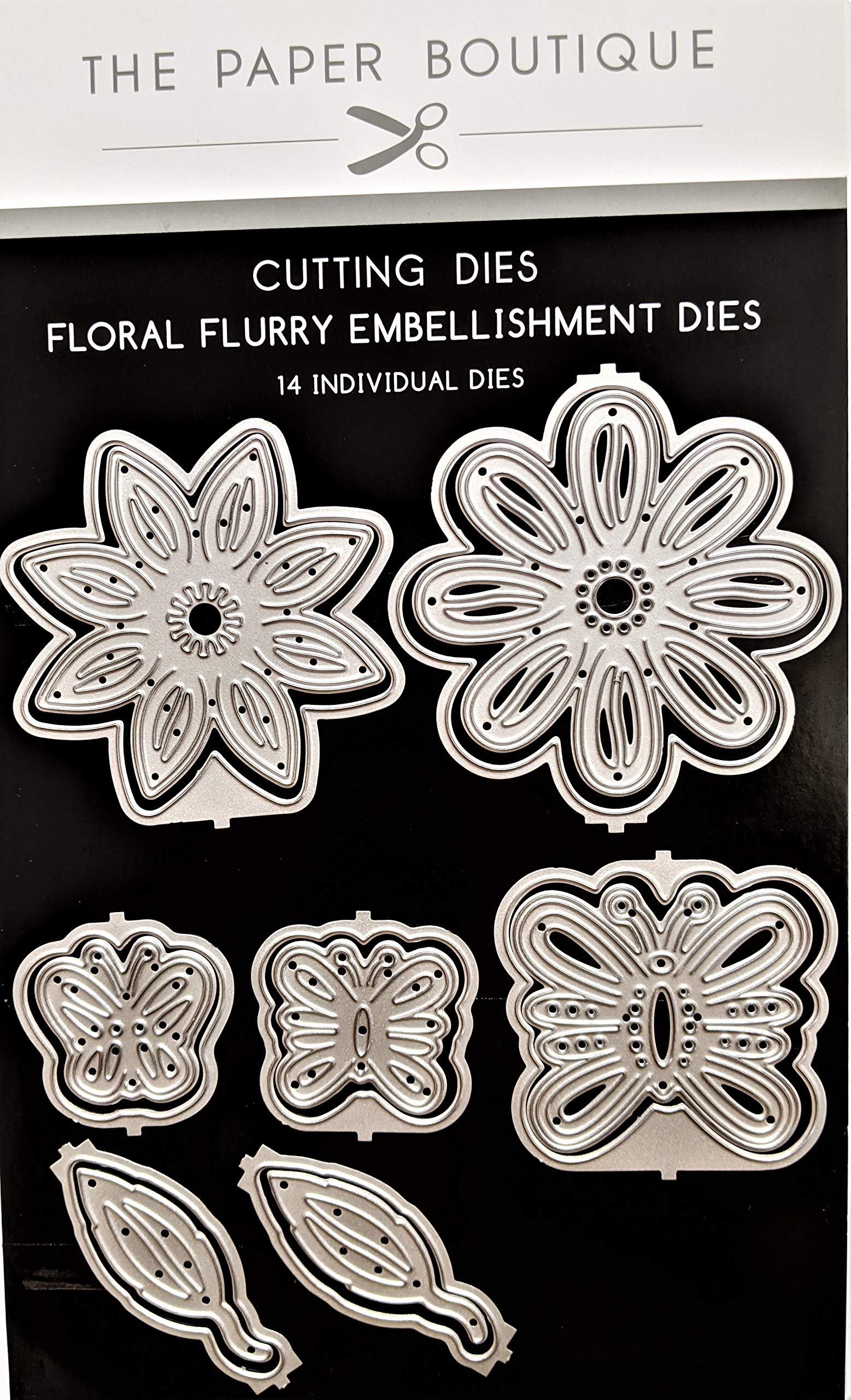 Paper Boutique Butterfly Collection-Floral Flurry-Embellishments, Metal, Largest die 14 x 14 cm