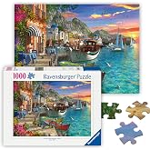 Ravensburger - Grandiose Greece - 1000 Piece Jigsaw Puzzle - Stunning, Exciting Coastal Sunrise Over Town - Bold Colors - Enticing Scene - Ideal Gift - Frameable Art - Puzzles for Adults