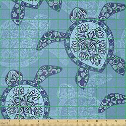 Ambesonne Turtle Fabric by The Yard, Aquatic