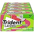 Trident Layers Watermelon & Tropical Fruit Sugar Free Gum, 12 Packs of 14 Pieces (168 Total Pieces)