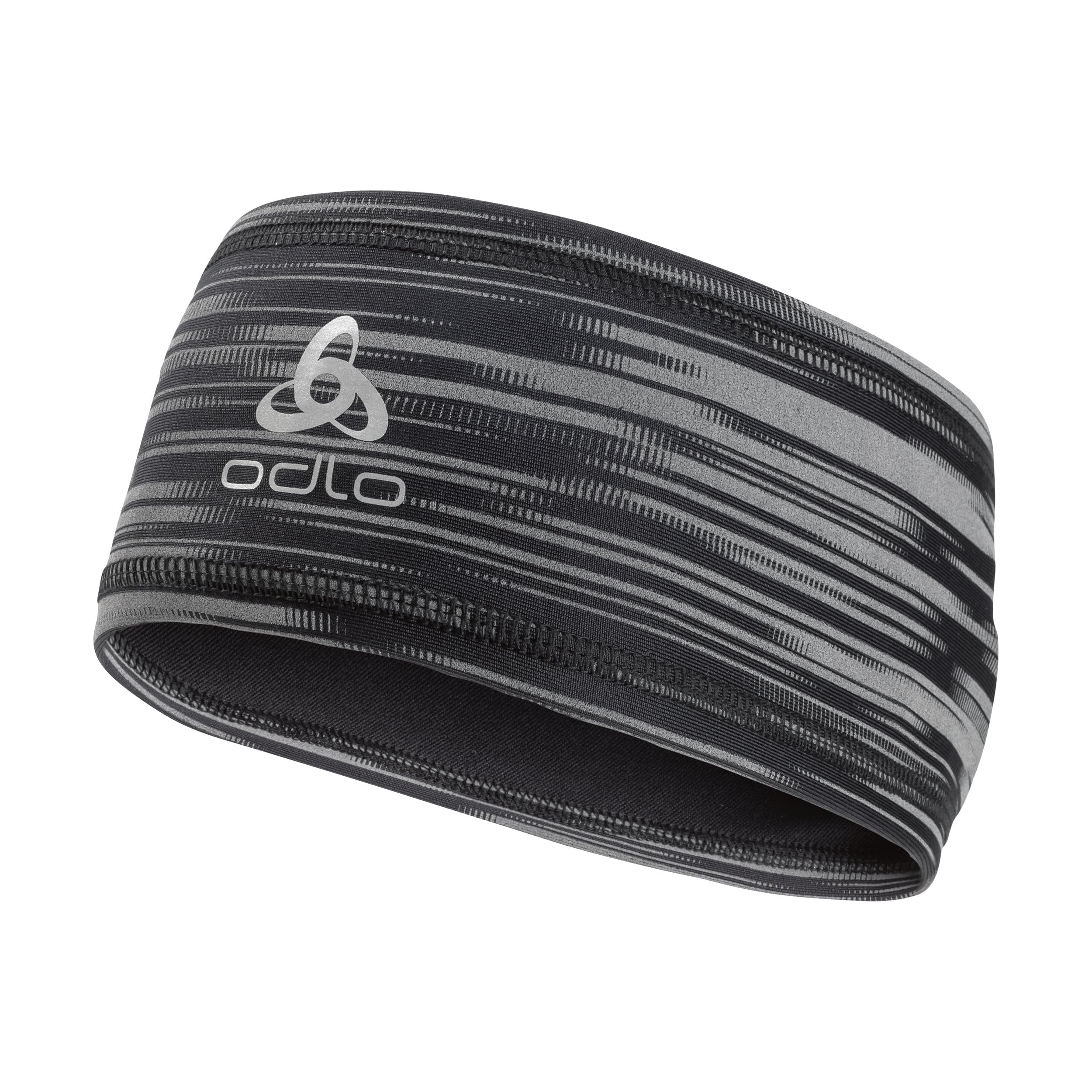 ODLO Unisex Polyknit Light Eco Print Headband, Black Reflective