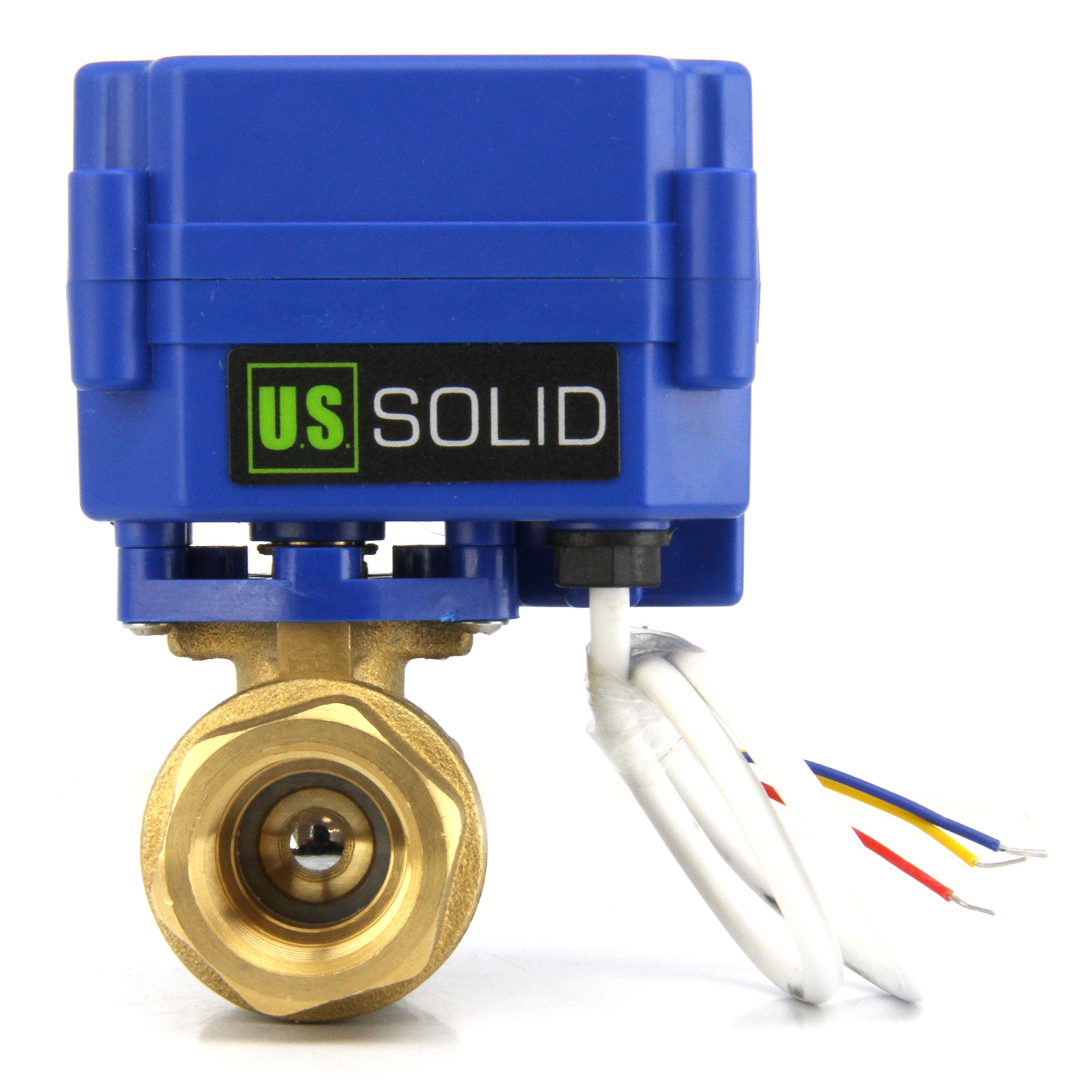 U.S. Solid 3/4" Motorized Ball Valve Brass Electrical Ball Valve, 9-24V AC/DC, 3 Wire Setup