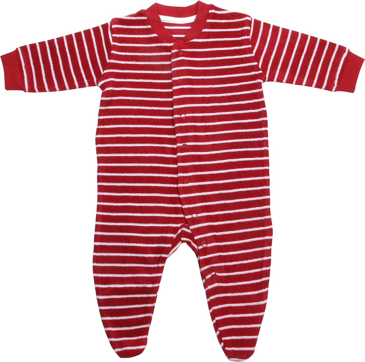 Organic Cotton Terry Footed Sleeper (68 (69 mos), Cherry Stripes) Clothing