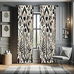 Ambesonne Leafy Art Window Curtains, Modern Boho