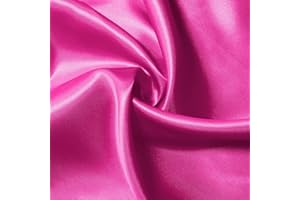 KKJIAF Hot Pink Satin Fabric, 63" Wide Shiny Silky Fabric for Dress, Shirts, Table Runner, Napkin, Tablecloth, Wedding Decor, DIY Crafts, 1 Yard