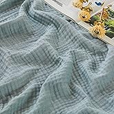 EMME Cotton Muslin Large Throw Blanket Couch Breathable Gauze Soft Lightweight Bed Blankets Adults (Heather Teal, 50"x70")