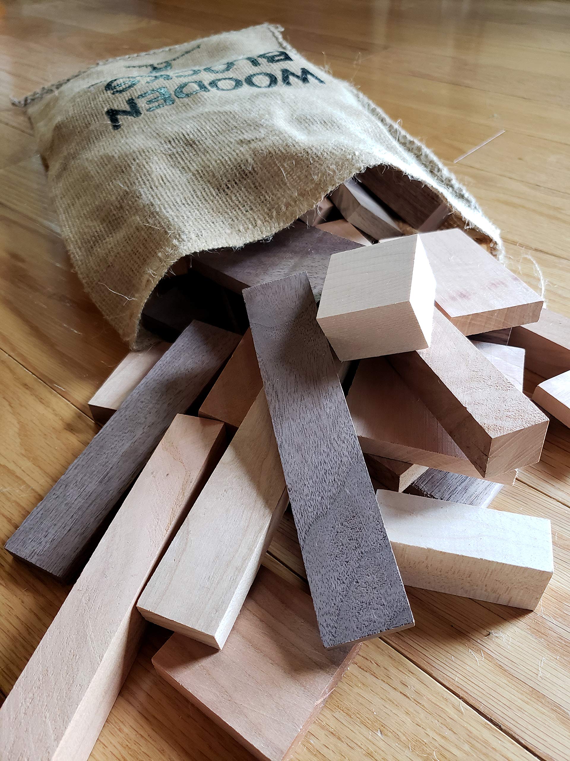 Wooden Blocks, 5 Pounds of Premium Hardwood in Assorted Sizes, Natural