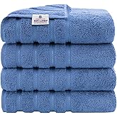 American Soft Linen Luxury 4 Piece Bath Towel Set, 600 GSM 100% Cotton Turkish Bath Towels for Bathroom, 27x54 in Extra Large Bathroom Shower Towels, Electric Blue