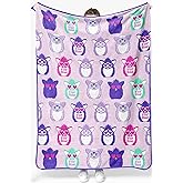 Jay Franco Plush Throw Blanket – 46" x 60" Inch Cartoon Kids Soft & Cozy Fleece Throw for Bedroom & Couch Décor, Official Licensed Product, Purple - Furby