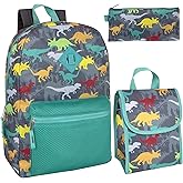 Trail maker Backpack with Lunch Box and Pencil Case for Girls and Boys, 17 Inch Backpacks for Kids for School (Dancing Dinosaurs)
