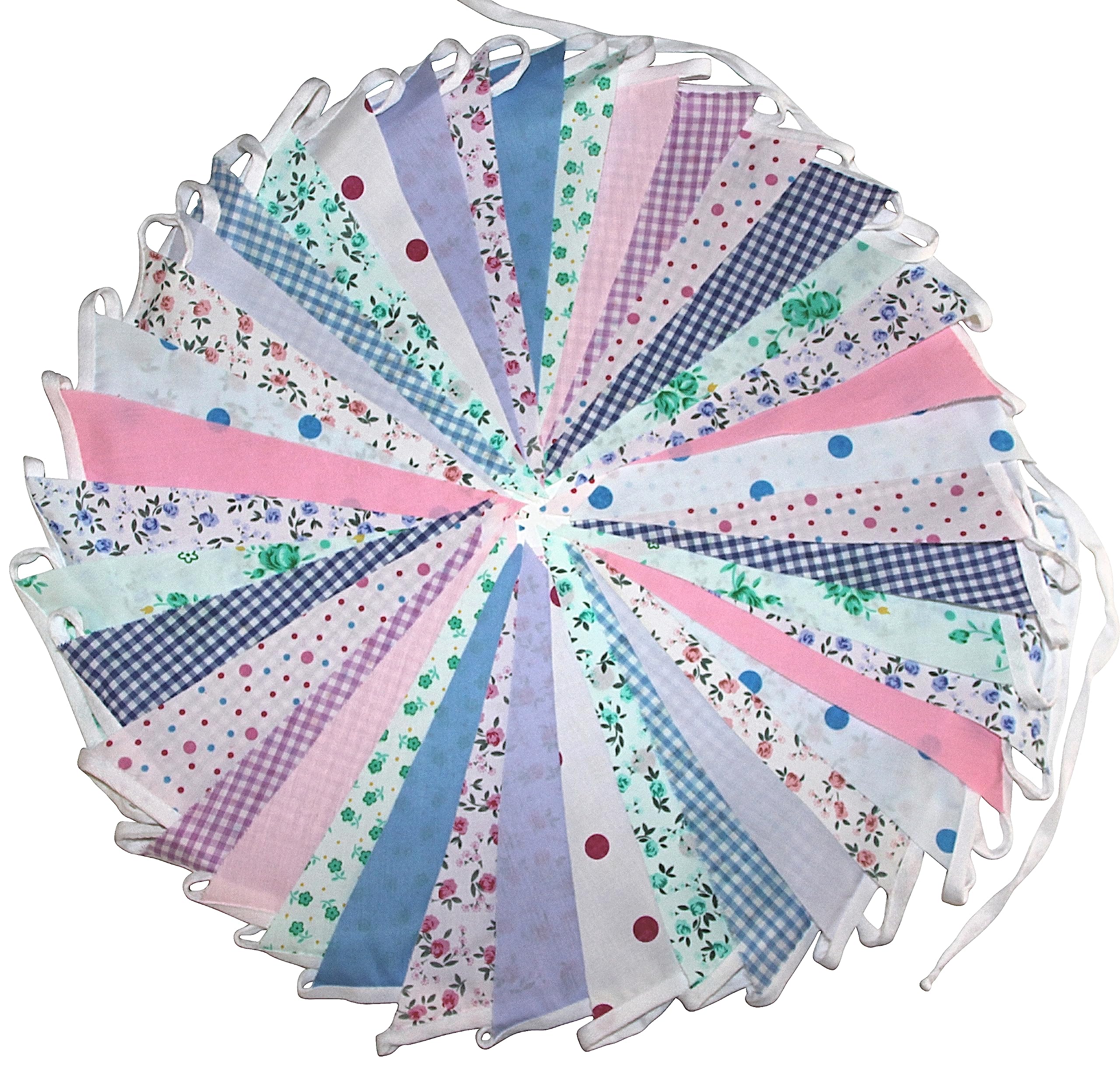 Flyingstart Garden Party Bunting Decorations – Poly Cotton Fabric Bunting for Outdoor Garden Party Baby Shower Summer Festival & Baby room Decorations, Outside Floral Party Birthday Nursery Wedding Decor