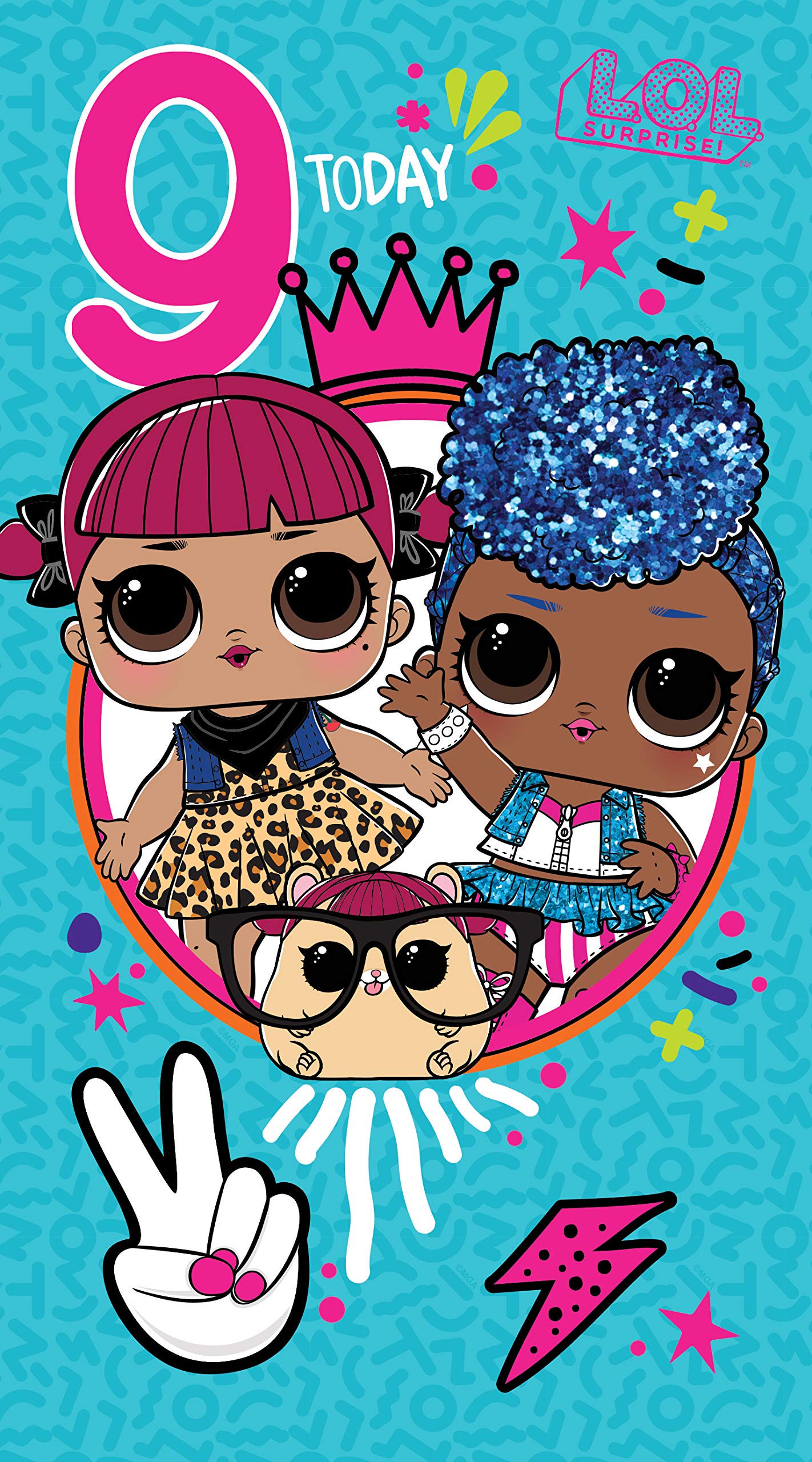 LOL Surprise LO005 9th Birthday Card Multi Colour