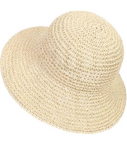Amazon.com: GSHLLO Crochet Bucket Straw Sun Hat Wide Brim  display picture 2