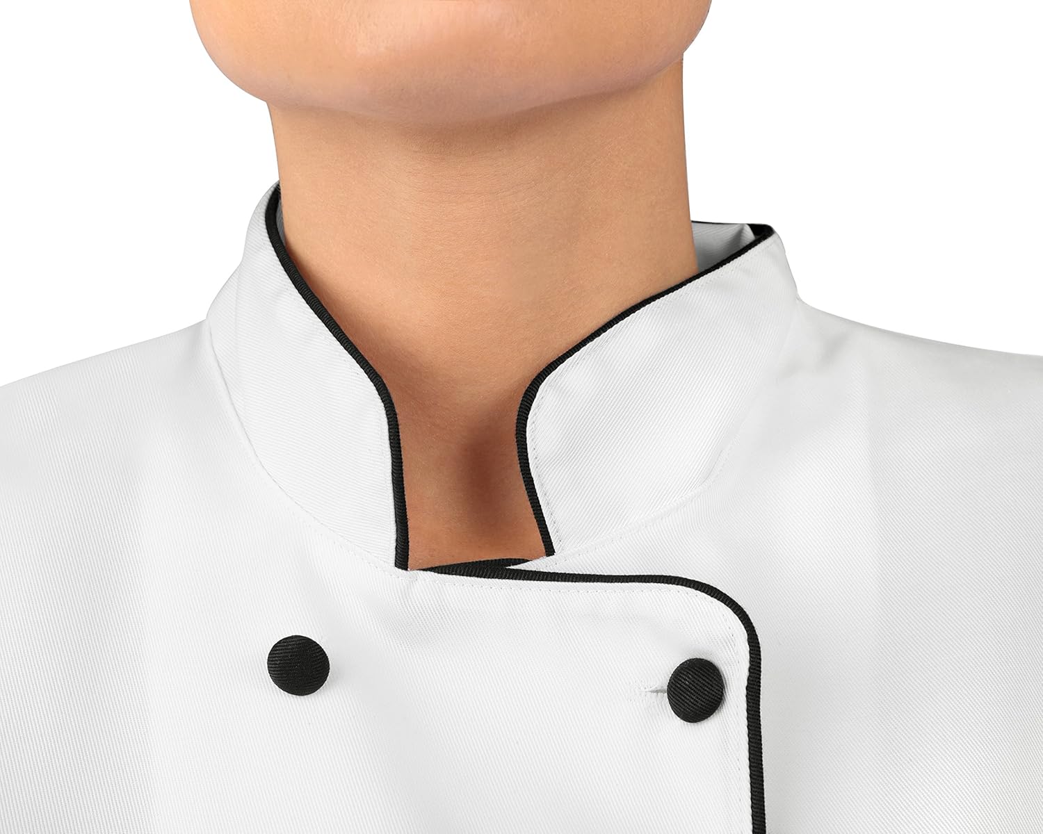 Womens Executive Chef Coat with Black Piping: Clothing