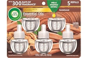 Air Wick Plug in Scented Oil Refill, 5 ct, Sandalwood , Air Freshener, Essential Oils