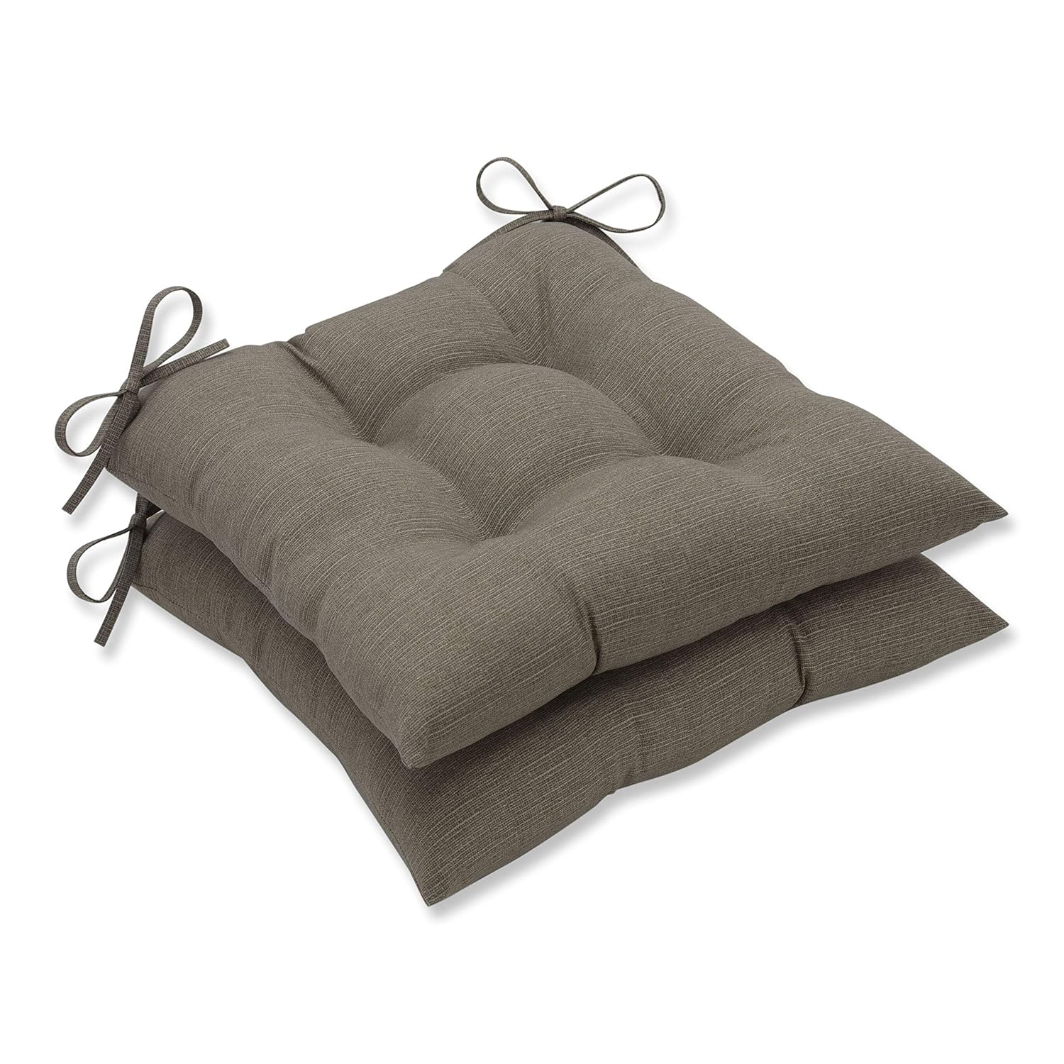 Pillow Perfect Indoor/Outdoor Taupe Textured Solid Tufted Seat Cushion, 2-Pack