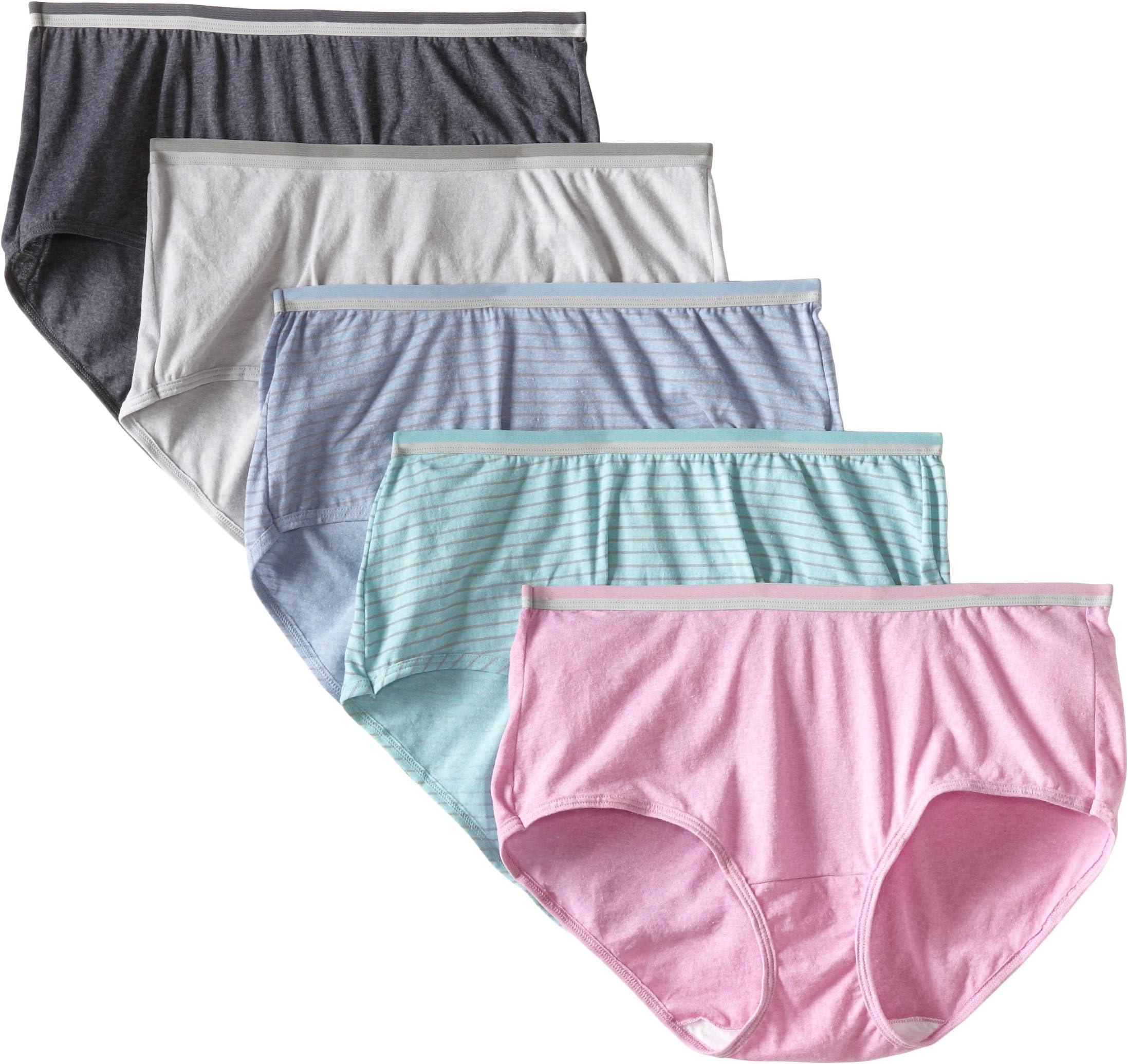 Fruit of the Loom Women's Plus Size "Fit For Me" 5 Pack Heather Brief Panties