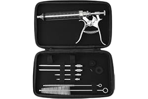 Azolize Meat Injector Gun Kit for Smoking & Grilling - Stainless Steel BBQ Meat Turkey Injector with Case, Instruction Book -