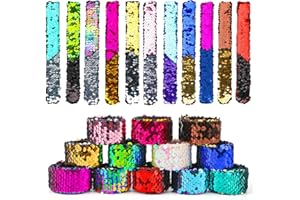 VGOODALL 24pcs Slap Bracelet,Kids Squin Bracelet Mermaid Bracelet Flip Wristband Bracelet Kids Birthday Party Favors Supplies