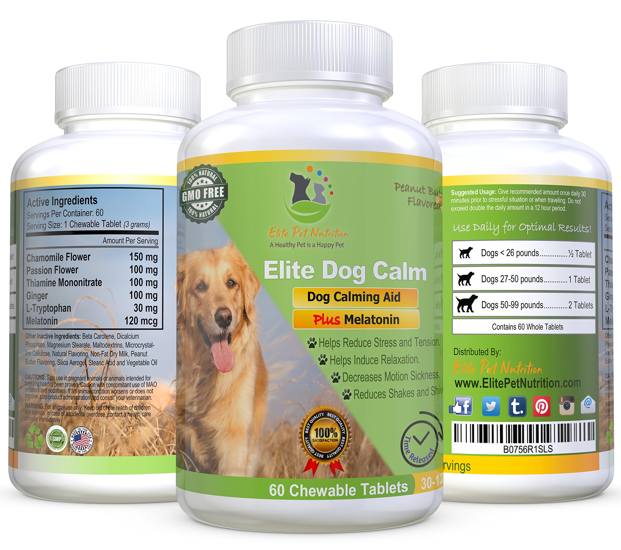 Elite Dog Calm Advanced All Natural Calming Aid Relaxant for Dogs