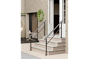 LALFPET Upgraded Durable Aluminum Handrail for 5 Steps – Outdoor Stair Railing with Installation Kit – Safe Exterior Banister