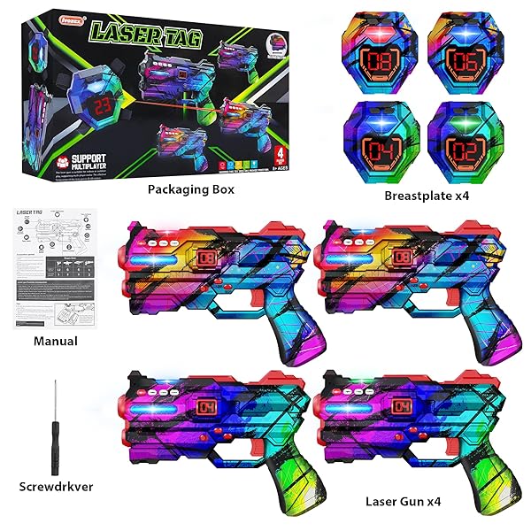 LASER TAG GUNS SET OF 4 LASER TAG GUNS WITH DIGITAL LED SCORE DISPLAY VESTS,GIFTS FOR TEENS AND ADULTS BOYS & GIRLS,ADULTS AND FAMILY FUN,GIFT FOR KIDS AGES 8 9 10 11 12+YEAR OLD BOY