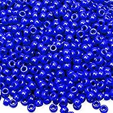 GMMA 1000 Pcs Royal Blue Pony Beads for Bracelet Plastic Beads for Jewelry Making Colourful Beads for Friendship Bracelets 6x9mm Independent Day Beads for DIY Jewelry Party Decoration Supplies