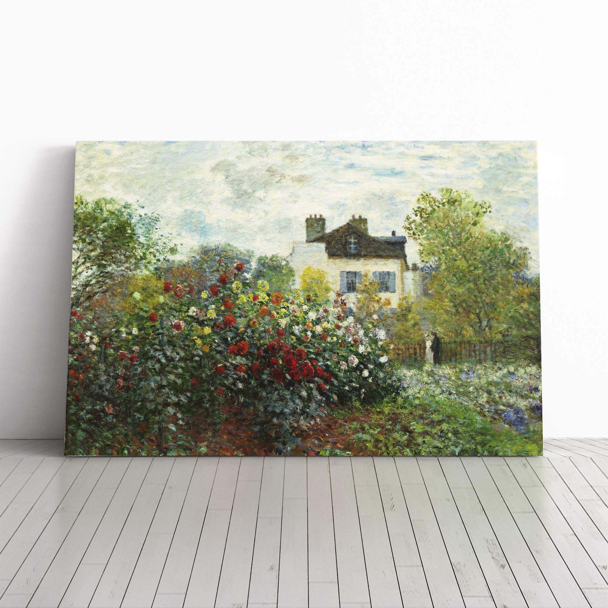 Claude Monet Garden in Argenteuil Canvas Print | Gallery Wrapped 30mm Frame Wall Art | 20x14 inches | Ready to Hang | Modern Floral Picture | Living Room Bedroom Lounge Office