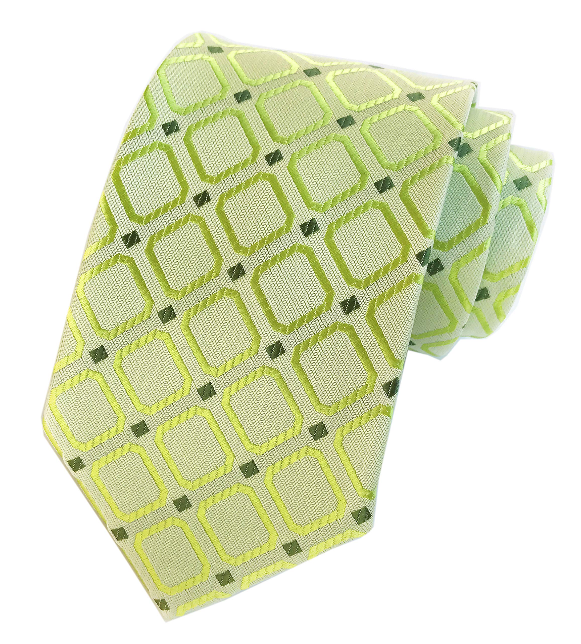 Elfeves Men's Green Checks Woven Silk Tie Spring