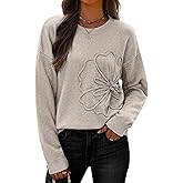 IWD 3D Floral Sweaters for Women Crew Neck Long Sleeve Pullover Sweater Cozy Knit Tops 2026