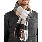FURTALK Winter Scarf for Men Long Soft Warm Scarves Plaid Tassel Scarf for Men