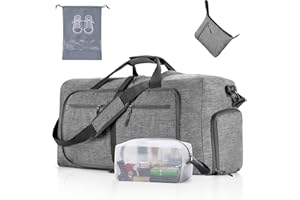 Vomgomfom 65L Waterproof Duffle Bag with Shoes Compartment, Foldable Travel Duffel Bags for Men Women, Overnight Bag with Shoes Bag Toiletry Bag