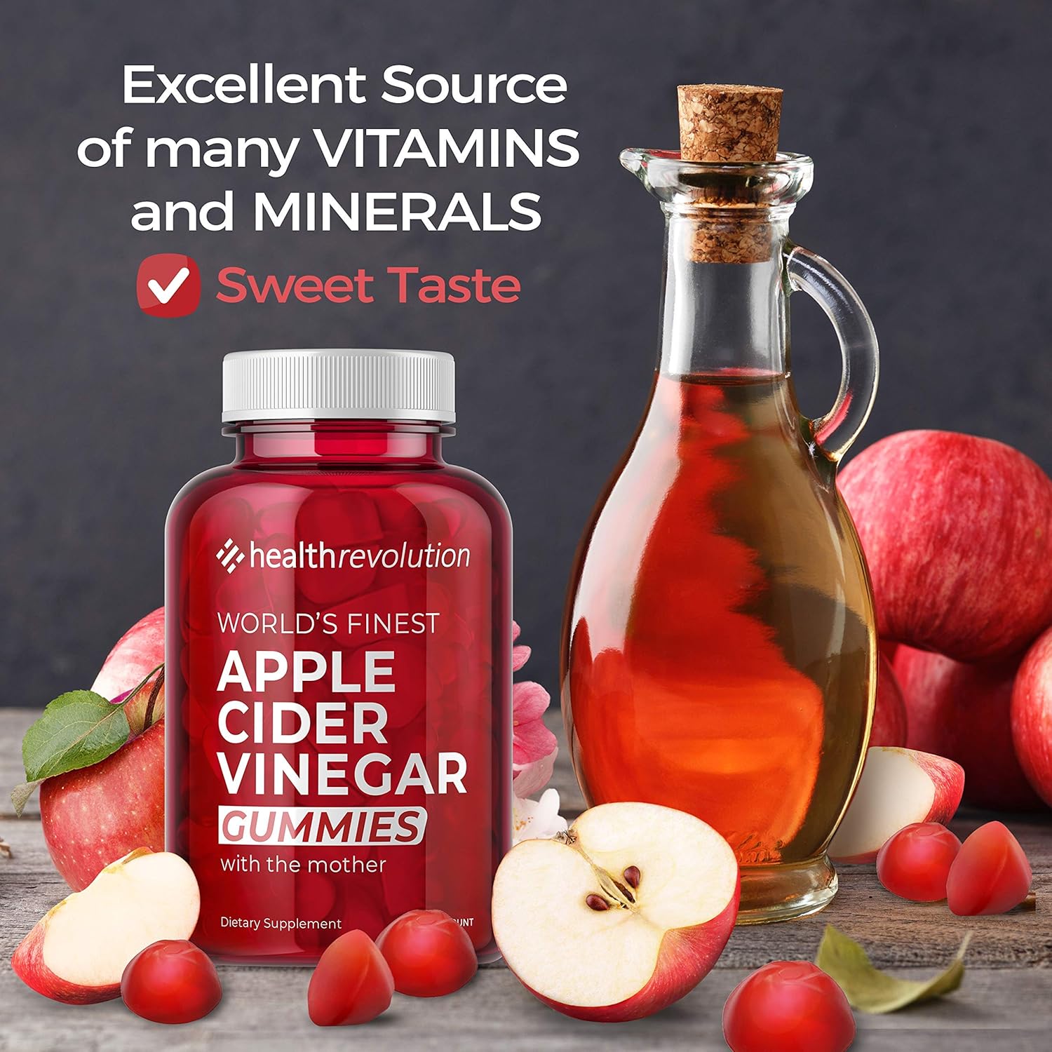 Health Revolution Apple Cider Vinegar Gummies for Detox, Cleanse & Weight Management - Non-GMO ACV Gummies with The Mother - 60 CT: Health & Personal Care