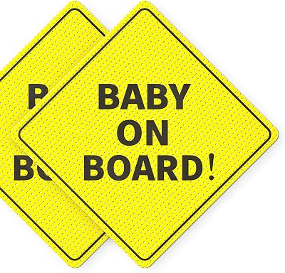 ASSURED SIGNS Baby On Board Sign 2 Pack 5x5 See-Through Rear Window