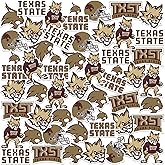 Texas State University Mixed 50ct Vinyl Sticker Pack – Large Waterproof Bobcats, TXST, Mascot & Helmet Decals for Laptops, Water Bottles, Tablets, Scrapbooks, Vehicles & More