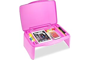 MAVO CRAFT MAVOCRAFT Foldable Kids Lap Tray with Storage - Portable Lap Desk Kids & Adults - Kids Lap Desk for Breakfast in Bed, Serving Tray, Car Desk & Gaming (Pink)