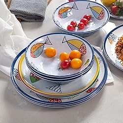 Gofunfun Melamine Dinnerware set for 4, Plates and