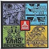 Open Road Brands Atari Game Collage Gallery Wrapped Canvas Wall Decor - Retro Atari Wall Art With Asteroids, Missile Command, Yars' Revenge, and Centipede